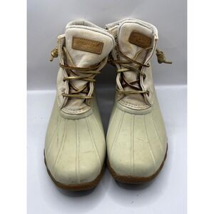 Sperry STS80493 Waterproof Duck Boots Women's 7M Off‎ White Lace Up Ankle Winter